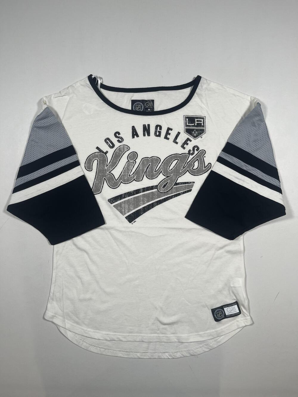 New Los Angeles Kings Shirt Womens Medium White NHL Hockey G-III 3/4 Sleeve Tee